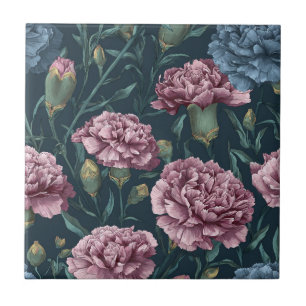 Unique Botanical Carnation Tiles For Bathroom