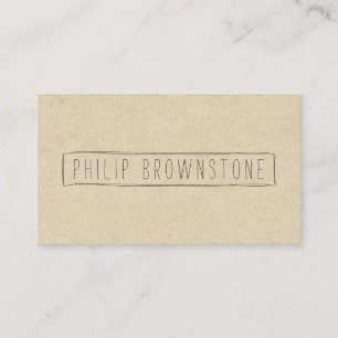 Unique Box Sketch Hand-Written Name on Cardboard Business Card