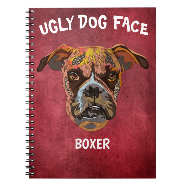 Unique Boxer ugly dog face  Notebook (Front)