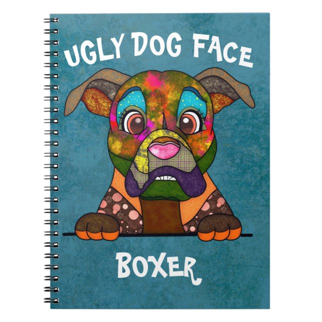 Unique Boxer ugly dog face Notebook (Front)