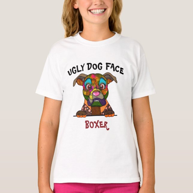 Unique Boxer ugly dog face T-Shirt (Front)