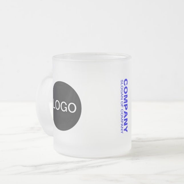 Unique Branded Frosted Glass Mug (Logo & Name) (Front Left)