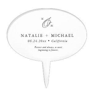 Unique Bride And Groom Monogram Initial Wedding Cake Pick