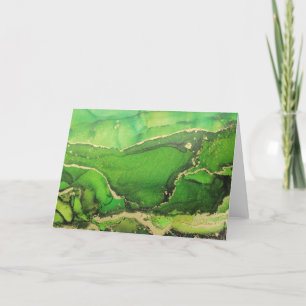 Unique Bright Green Black Gold NoteCard