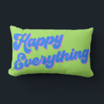 Unique Bright Retro Happy Everything Christmas  Lumbar Cushion<br><div class="desc">Celebrate all the winter holidays with this stylish pillow featuring the expression - happy everything - with groovy retro style typography in a loud nostalgic 80s and 90s colour palette of chartreuse lime green,  vibrant blue,  and pink.</div>