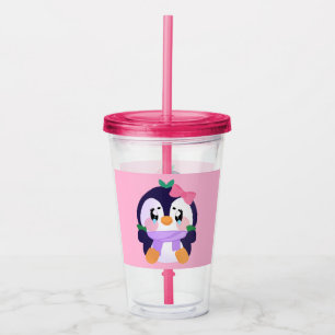 Unique Broke Cute Penguin  Acrylic Tumbler