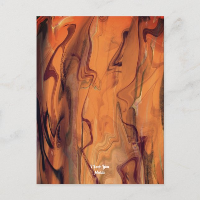 Unique Brown Abstract Marble Liquified Postcard (Front)