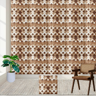 Unique Brown and White Checkered Tile Pattern