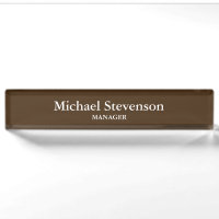 Unique Brown Elegant Modern Desk Nameplate