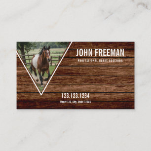 Unique Brown Horse Photo Equestrian Coaching Business Card