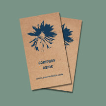 Unique Brown Kraft Paper Blue Flower Floral Design