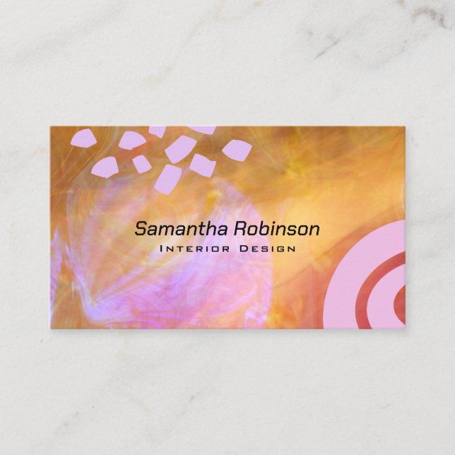 Unique Brown Orange Pink Interior Designer Business Card (Front)