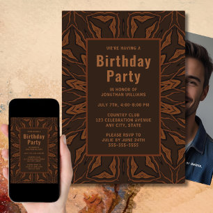 Unique Brown Rustic Birthday Invitation Photo