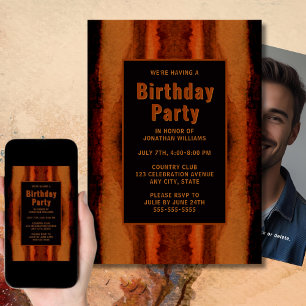 Unique Brown Rustic Birthday Invitation Photo