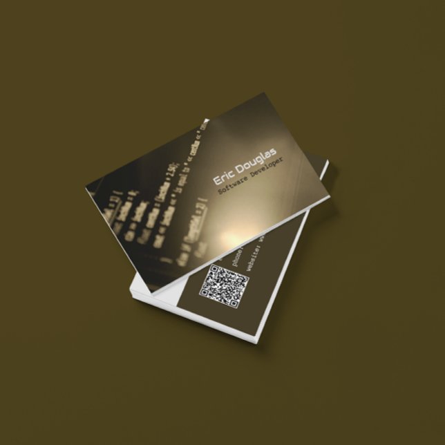 Unique Brown Software Tech Professional QR Code Business Card (Creator Uploaded)