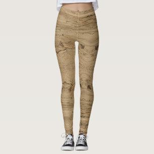 Unique Brown Wood Grain Striped Pattern Leggings