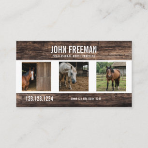Unique Brown Wood Horses Photo Equestrian Business Card