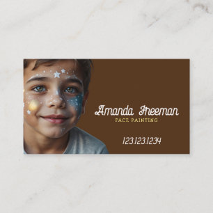 Unique Brown & Yellow Artist Face Painting Business Card
