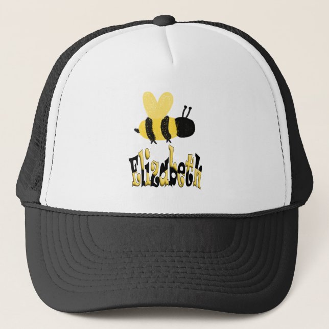 Unique Bumblebee Doodle Personalised Drawing Trucker Hat (Front)