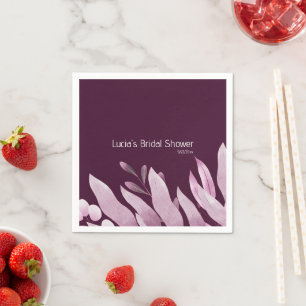 Unique Burgundy Big Leaves Bridal Shower Napkin