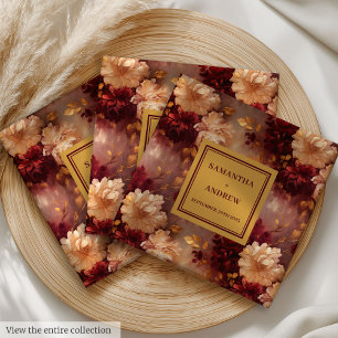 Unique Burgundy Gold Boho Wedding Cloth Napkins