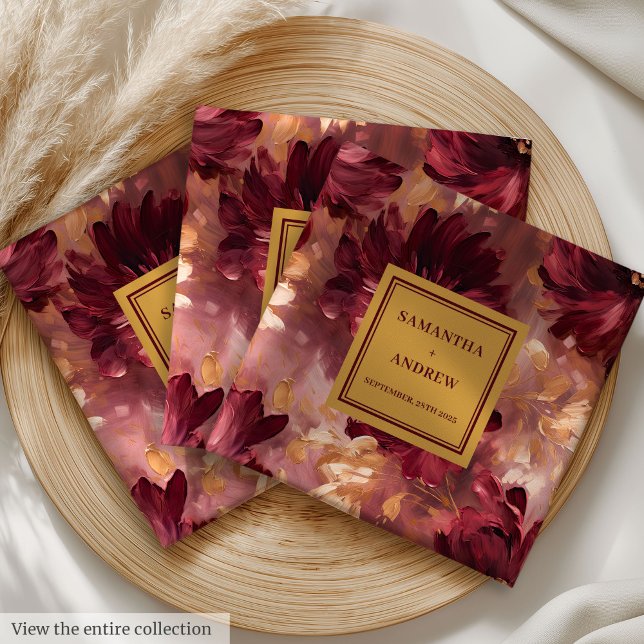 Unique Burgundy Gold Wedding Napkins Personalised (Unique Burgundy Gold Wedding Napkins Personalized)