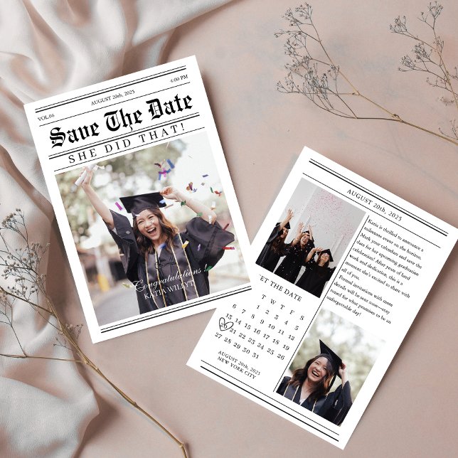 Unique Calendar newspaper photo Graduation  Save The Date (Creator Uploaded)