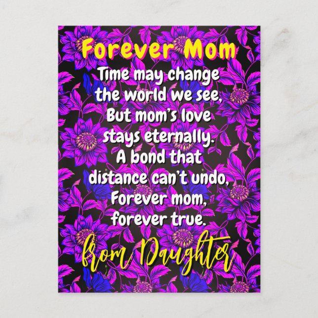 Unique Caption Poem for Mum | Floral Message Mum Postcard (Front)