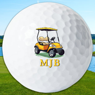 Unique Cart Golfer Personalised 3 Initial Monogram Golf Balls
