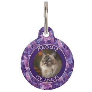 Unique Cat Gift Lilies Floral Pet Tag