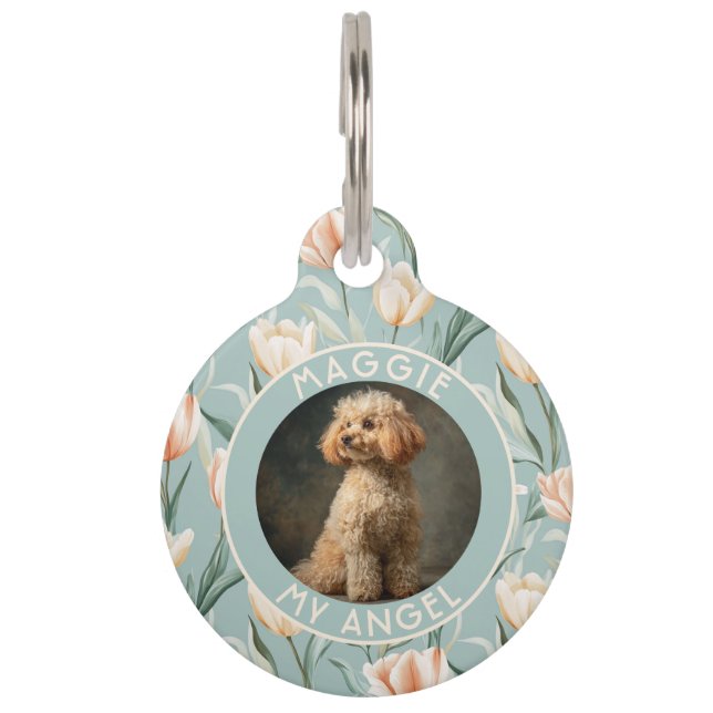 Unique Cat Gift Tulip Flower Pet Tag (Front)