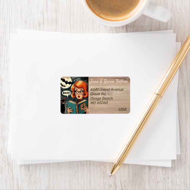 Unique cat Lady Halloween theme custom address Label (Insitu)