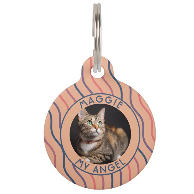 Unique Cat Mum Gift Stripes Pet Tag (Front)