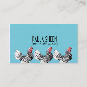 Unique Catering Business Cards Blue With Chicken