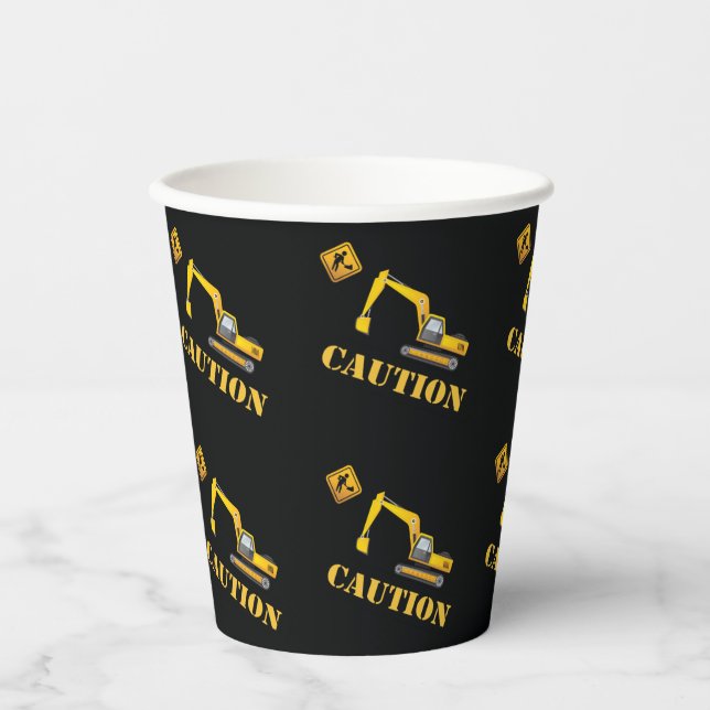 Unique Caution Construction Baby Shower Birthday Paper Cups (Front)