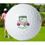 Unique Charming Golf Cart with Clubs Monogram   Golf Balls<br><div class="desc">A charming unique golf cart -- pink and green -- tastefully done -- ready to run the course -- golf ball --This is a great gift for all golf lovers -- fun / attractive / unique. Personalise it with your/her initials/monogram. If you have any design questions or a special request,...</div>