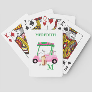 Unique Charming Golf Cart with Clubs Monogram Playing Cards
