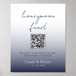Unique Chic Navy Blue Honeymoon Fund Wedding Sign