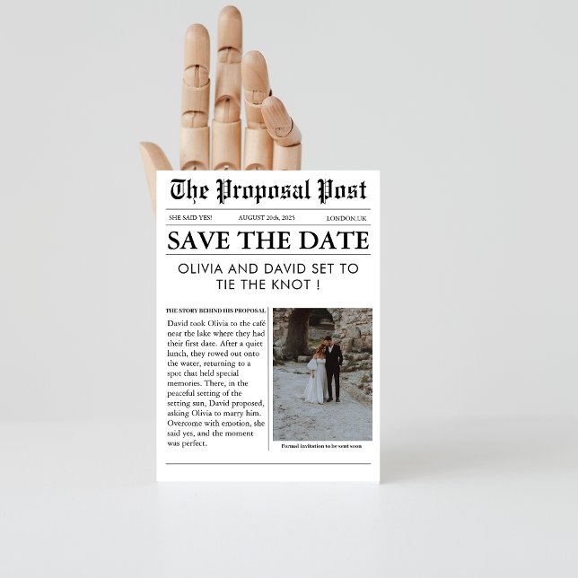 Unique chic newspaper photo wedding save the date  invitation (Creator Uploaded)