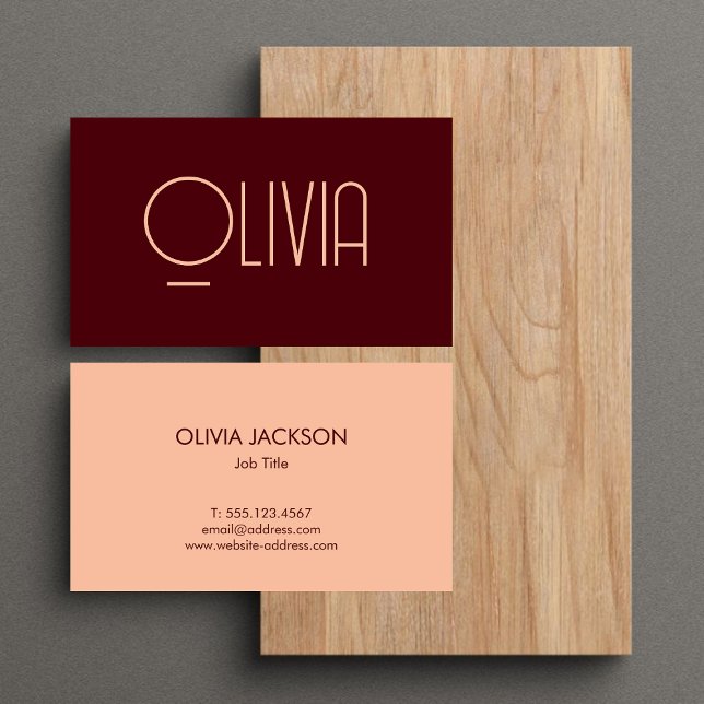  Unique Chic Red & Blush Pink Script Business Card (Creator Uploaded)