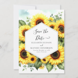 Unique Chic Sunflower Wedding Save The Date