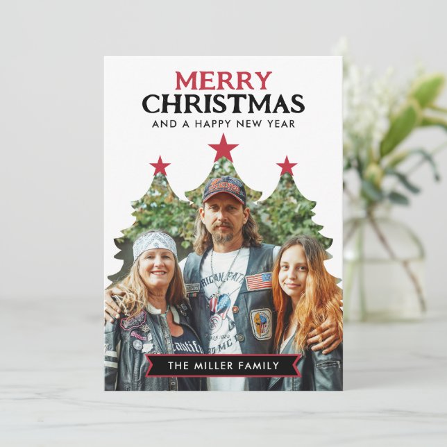 Unique Christmas Card with Photo and 2025 Calendar (Standing Front)