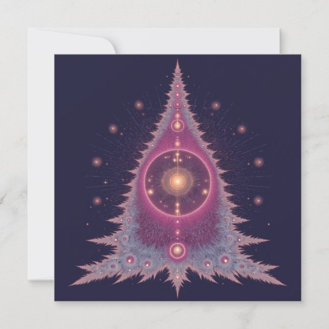 Unique Christmas Cards Pink and Purple Tree (Front)