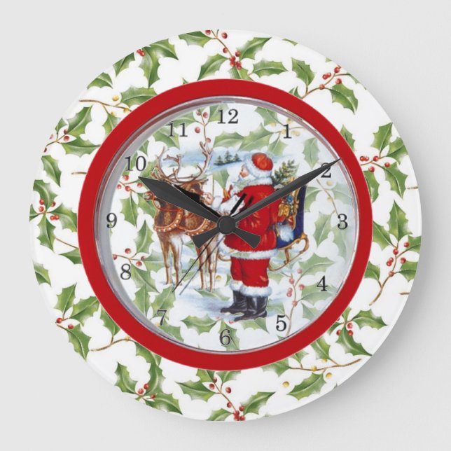 Unique Christmas Clock Santa in Clock (Front)