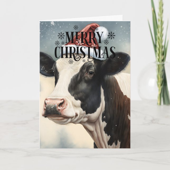  Unique Christmas Cow Card (Front)