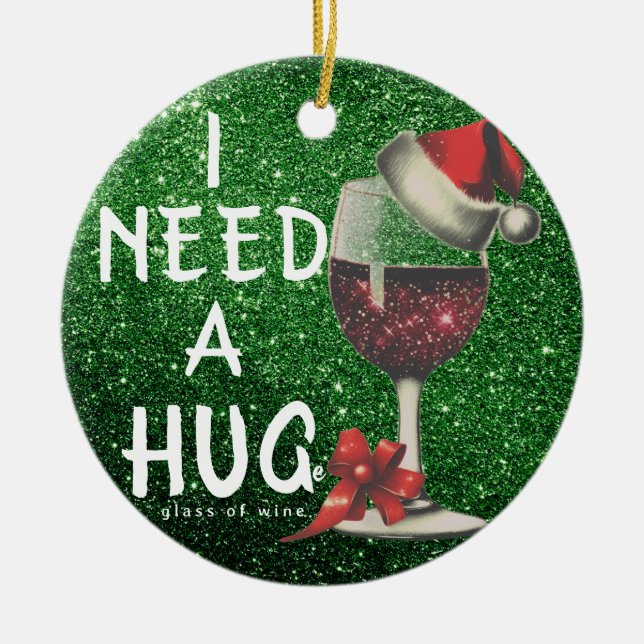 Unique Christmas Gifts For Wine lovers | Glitter Ceramic Tree Decoration (Front)