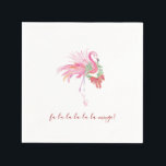 Unique Christmas Holiday Themes Pink Flamingo  Napkin<br><div class="desc">Bring fun and flair to your Florida beach Christmas with these tropical napkins featuring a festive pink flamingo and the playful phrase “fa-la-la-la-la-la-mingo.” Designed with unique watercolor art by Victoria Grigaliunas, these cocktail napkins add a sunny twist to classic Christmas holiday themes. Perfect for Christmas in July party ideas, Delray...</div>