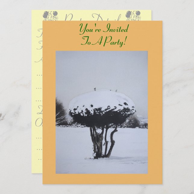 unique christmas landscape snow scene invitation (Front/Back)