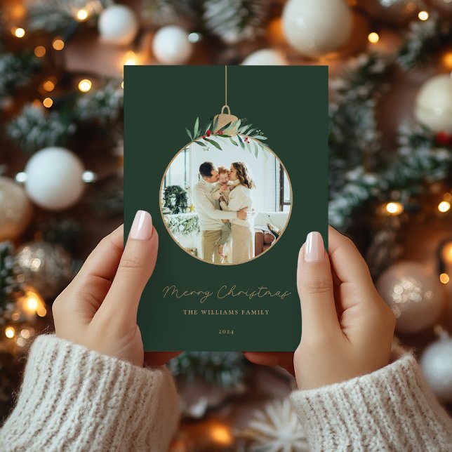 Unique Christmas Ornament Merry Christmas Photo Holiday Card (Creator Uploaded)