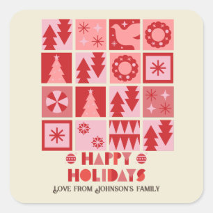 Unique christmas pink red modern Gift stickers